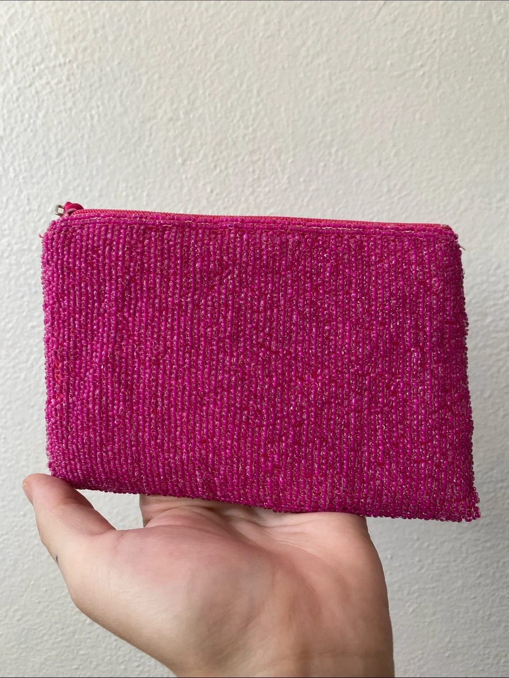 Source Unknown Hot Pink Beaded Fish Wristlet Card Holder